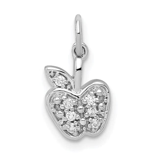 14K White Gold Diamond Apple Charm