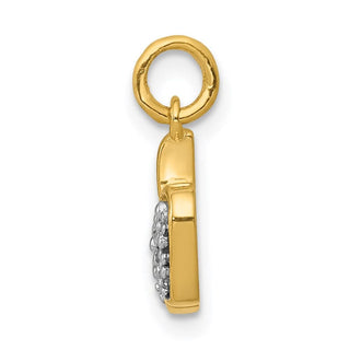 14k Yellow Gold Diamond Apple Charm