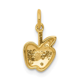14k Yellow Gold Diamond Apple Charm