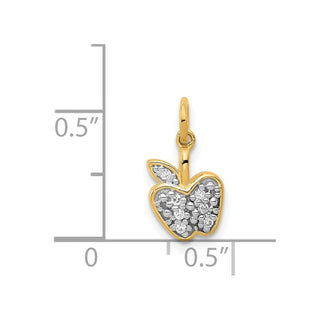 14k Yellow Gold Diamond Apple Charm