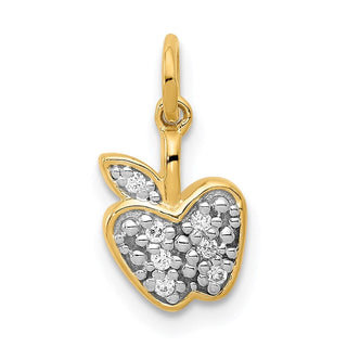 14k Yellow Gold Diamond Apple Charm