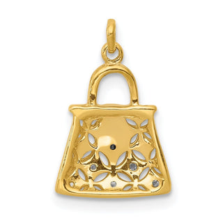 14k Yellow Gold and Rhodium Diamond Handbag Charm