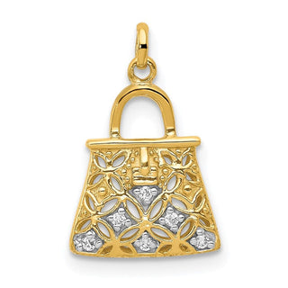 14k Yellow Gold and Rhodium Diamond Handbag Charm