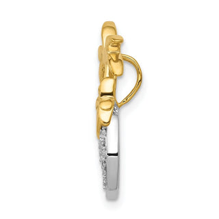 14k Two-tone Gold Diamond Double Palm Tree and Wave Slide