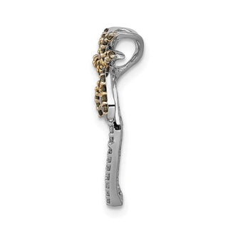 14k White Gold w/ White and Green Diamond Palm Tree Slide Pendant