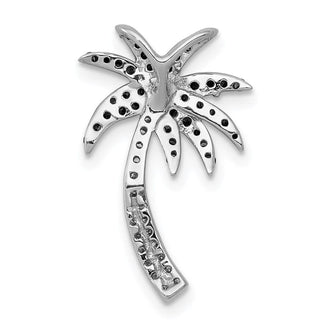 14k White Gold w/ White and Green Diamond Palm Tree Slide Pendant
