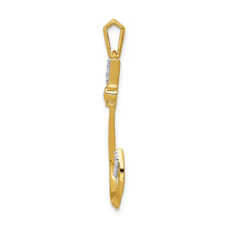 14k Yellow Gold Diamond Fish Hook Pendant