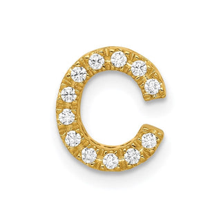 14k Yellow Gold Diamond Initial C Charm
