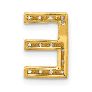 10K Yellow Gold Diamond Letter E Initial Charm
