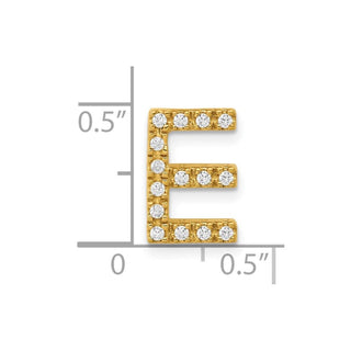 10K Yellow Gold Diamond Letter E Initial Charm