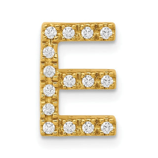 10K Yellow Gold Diamond Letter E Initial Charm