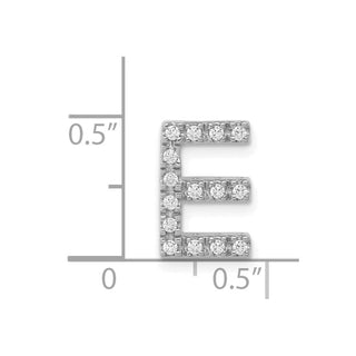 14K White Gold Diamond Initial E Charm
