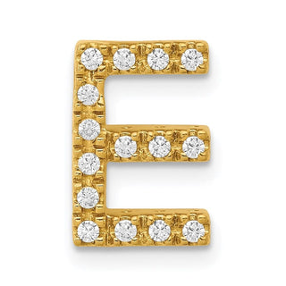 14k Yellow Gold Diamond Initial E Charm