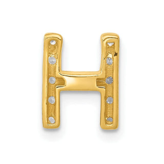 10K Yellow Gold Diamond Letter H Initial Charm