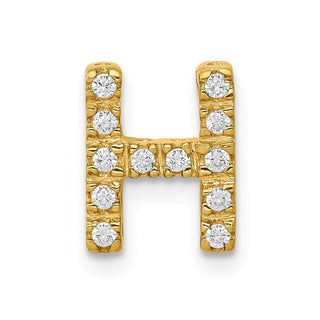 10K Yellow Gold Diamond Letter H Initial Charm