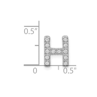 14K White Gold Diamond Initial H Charm