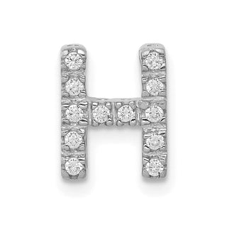 14K White Gold Diamond Initial H Charm