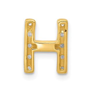 14k Yellow Gold Diamond Initial H Charm
