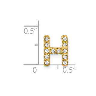 14k Yellow Gold Diamond Initial H Charm
