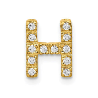14k Yellow Gold Diamond Initial H Charm