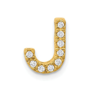 10K Yellow Gold Diamond Letter J Initial Charm