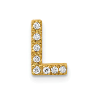 10K Yellow Gold Diamond Letter L Initial Charm