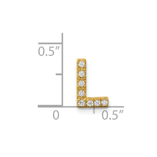 14k Yellow Gold Diamond Initial L Charm