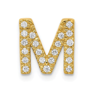 14k Yellow Gold Diamond Initial M Charm