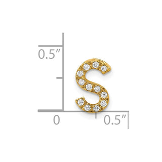 14k Yellow Gold Diamond Initial S Charm