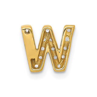 10K Yellow Gold Diamond Letter W Initial Charm