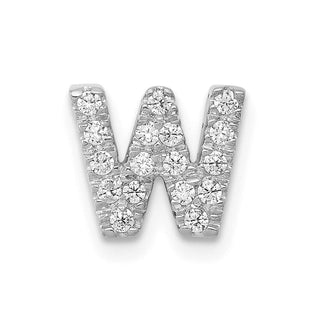 14K White Gold Diamond Initial W Charm