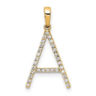 14k Yellow Gold Diamond Letter A Initial Pendant