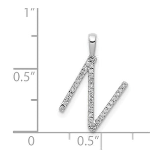 14k White Gold Diamond Initial N Pendant