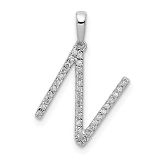 14k White Gold Diamond Initial N Pendant