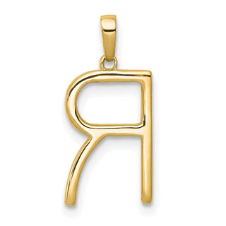 14k Yellow Gold Diamond Letter R Initial Pendant