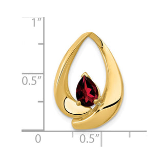 14k Yellow Gold 7x5mm Pear Garnet Slide Pendant