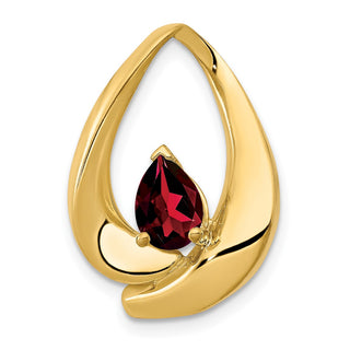14k Yellow Gold 7x5mm Pear Garnet Slide Pendant