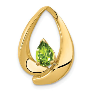 14k Yellow Gold 7x5mm Pear Peridot Slide Pendant
