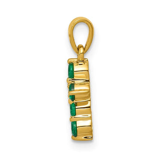 14k Yellow Gold Emerald And Diamond Cross Pendant