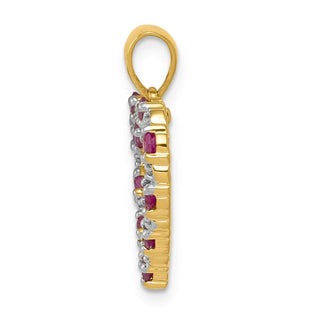 14k Yellow Gold Diamond And 0.35ctw Ruby Heart Pendant