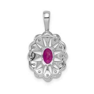 14k White Gold 1/6ctw Diamond And .70Ctw Ruby Fancy Pendant