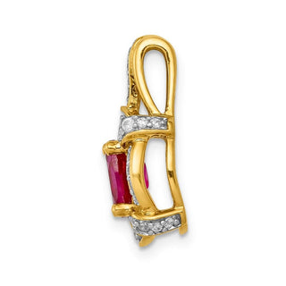 14k Yellow Gold 1/5ctw. Diamond and 1.10ctw Ruby Pendant