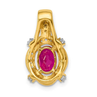 14k Yellow Gold 1/5ctw. Diamond and 1.10ctw Ruby Pendant