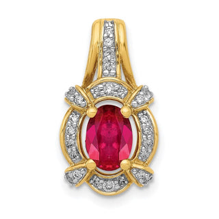 14k Yellow Gold 1/5ctw. Diamond and 1.10ctw Ruby Pendant
