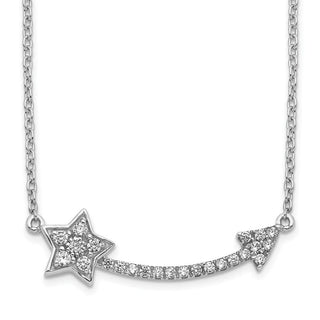 14k White Gold Diamond Star and Arrow Pendant Necklace