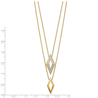 14k Yellow Gold Polished Fancy Double Strand Diamond 16in Necklace