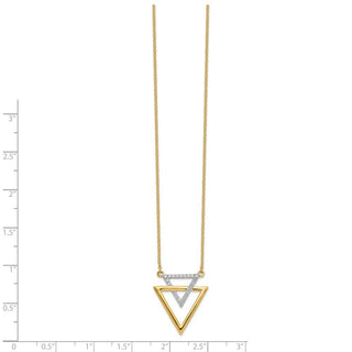 14k Yellow Gold Polished Double Triangle Diamond 18in Necklace