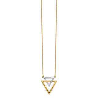 14k Yellow Gold Polished Double Triangle Diamond 18in Necklace