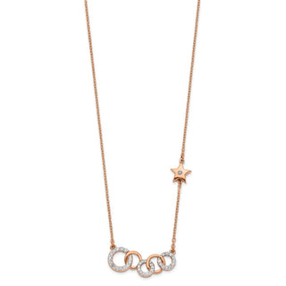 14k Rose Gold Diamond Circles w/Star 18in Necklace