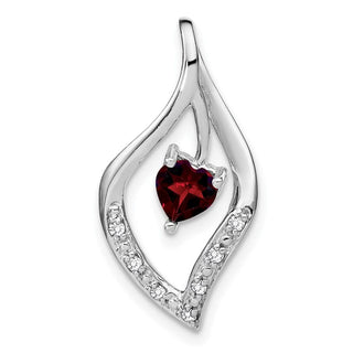 14k White Gold Garnet & Diamond Pendant PM7021-GA-007-WA